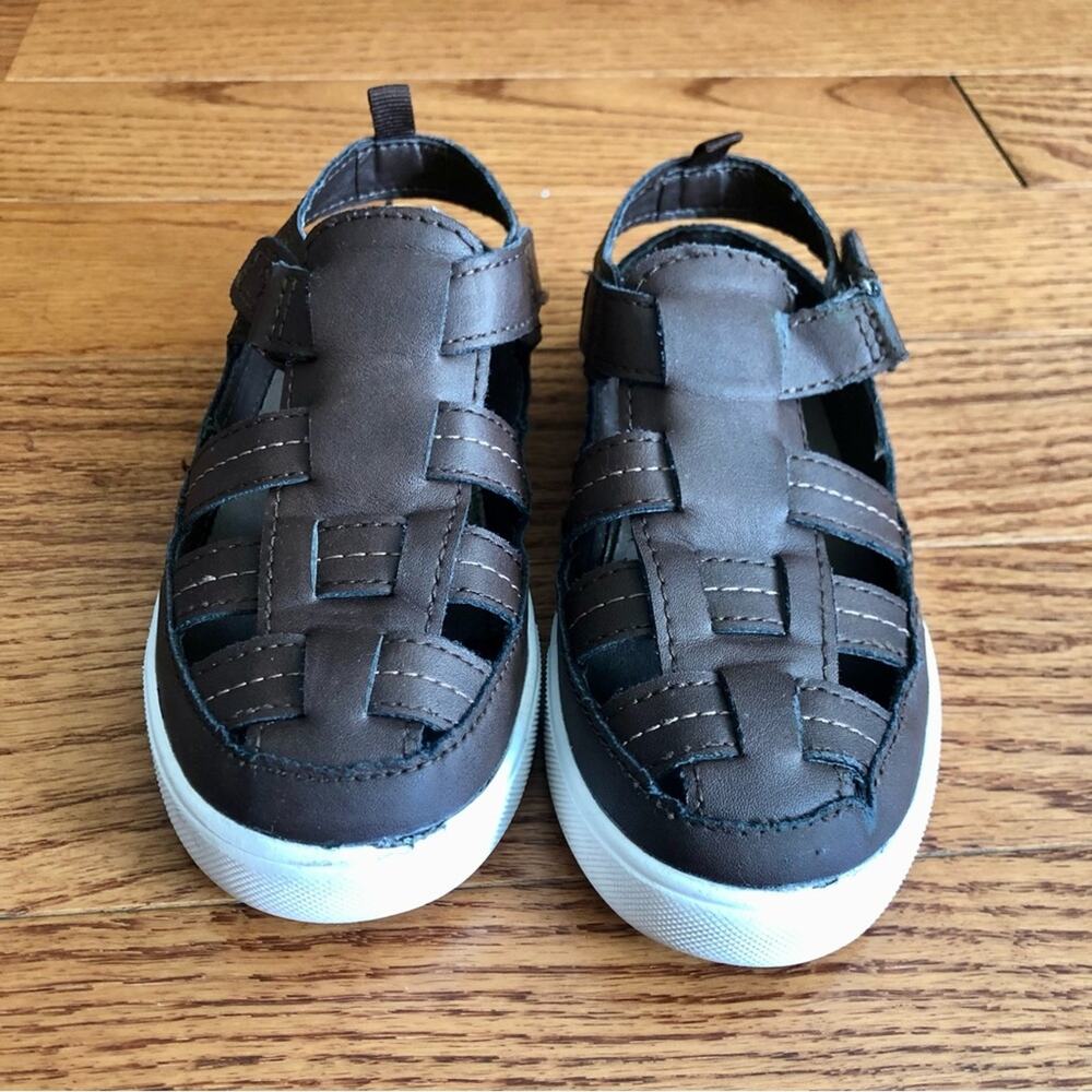 Oshkosh B’Gosh Cilan Closed Toe Casual Brown White Sandals Toddler Boy’s Size 12 - Picture 6 of 6